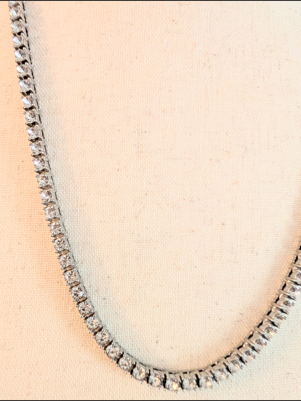 22" Silver and Moissanite Tennis necklace - 925 Sterling Silver
